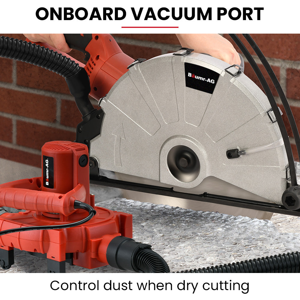 BAUMR-AG 3500W 350mm/14" Electric Concrete Demolition Cut-Off Saw, Wet and Dry Cutting, Diamond Blade, Vacuum V219-SAWCONBME8XA