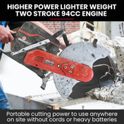 BAUMR-AG 400mm Professional Concrete Demolition Saw 94cc 2-Stroke, Wet and Dry Demo Cutting, 16" Diamond V219-SAWCONBMP1MA