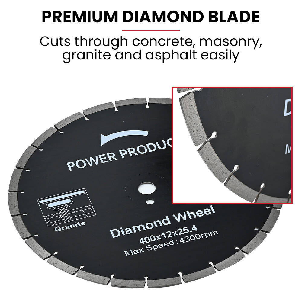 BAUMR-AG 400mm Professional Concrete Demolition Saw 94cc 2-Stroke, Wet and Dry Demo Cutting, 16" Diamond V219-SAWCONBMP1MA