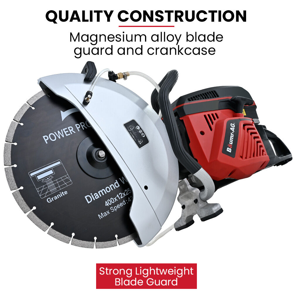 BAUMR-AG 400mm Professional Concrete Demolition Saw 94cc 2-Stroke, Wet and Dry Demo Cutting, 16" Diamond V219-SAWCONBMP1MA