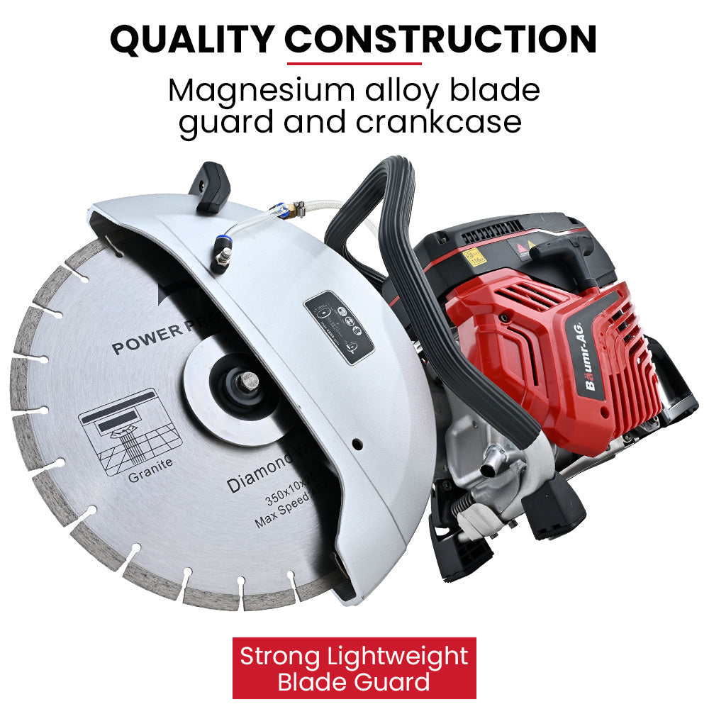 BAUMR-AG 350mm Professional Concrete Demolition Saw 74cc 2-Stroke, Wet and Dry Demo Cutting, 14" Diamond V219-SAWCONBMP8CA
