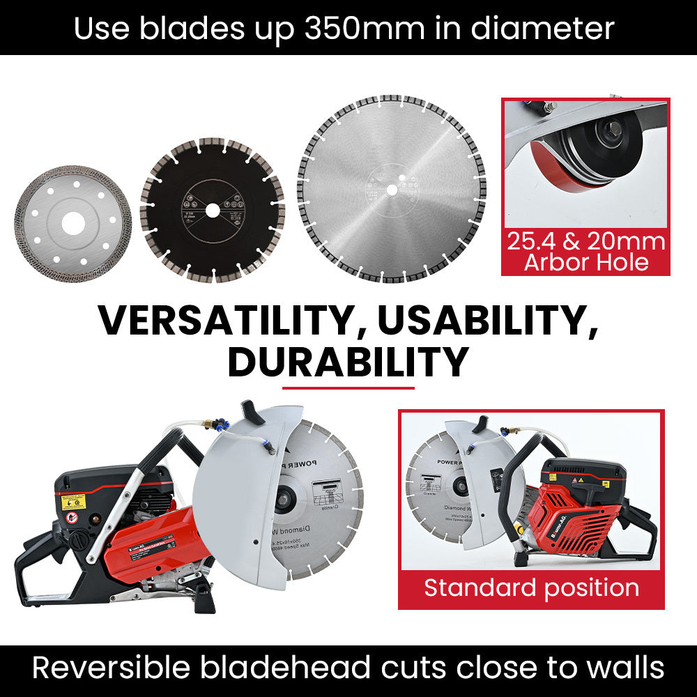 BAUMR-AG 350mm Professional Concrete Demolition Saw 74cc 2-Stroke, Wet and Dry Demo Cutting, 14" Diamond V219-SAWCONBMP8CA