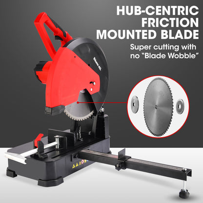 Baumr-AG 2400W 355mm 14" Metal Cut Off Cold Saw, Premium Low Spark Ceramic Alloy Tooth Blade, Measurement V219-SAWMCTBM3CSA