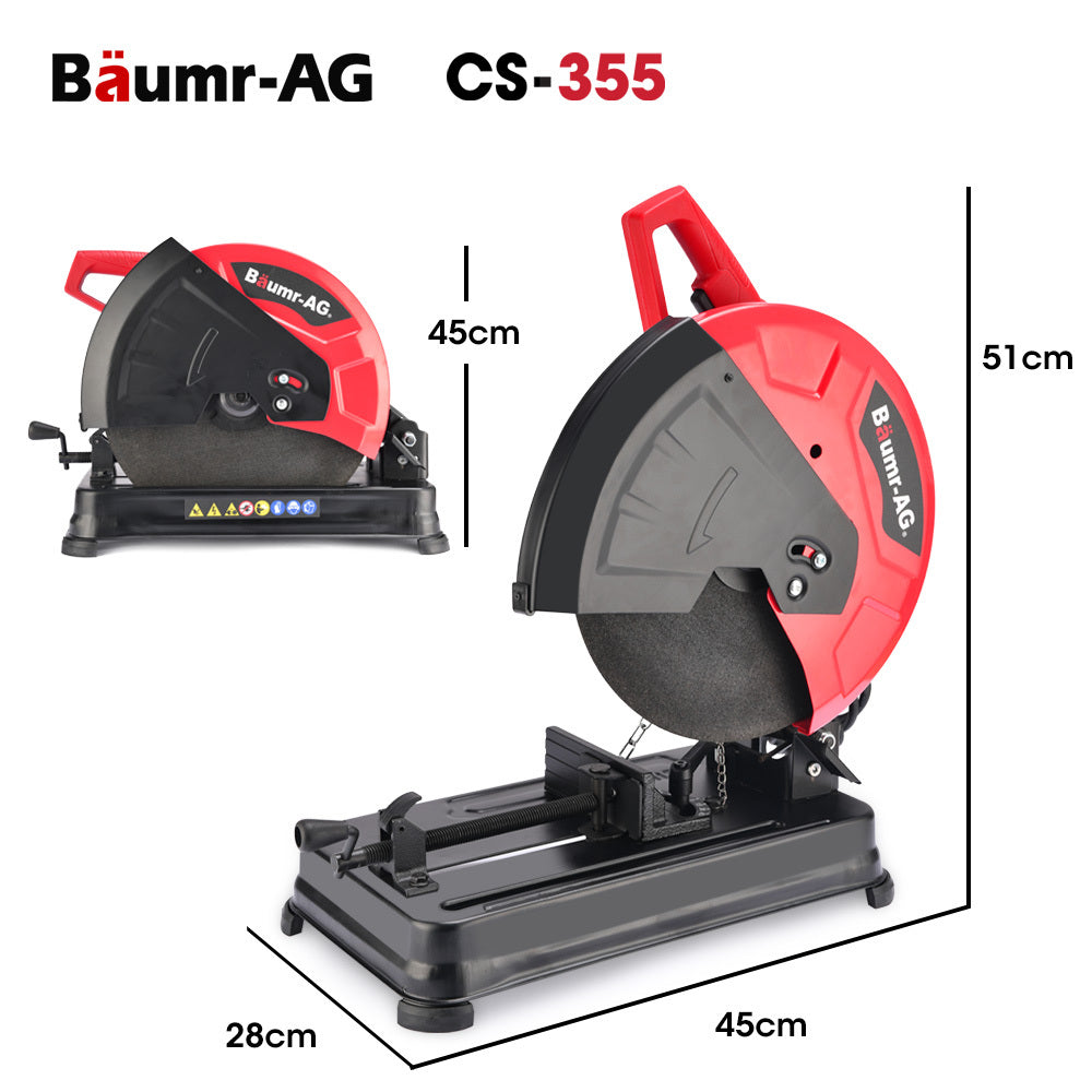 BAUMR-AG 2400W 355mm 14" Abrasive Metal Chop Saw Cut Off Machine, Soft Start, 45 Degree Mitre V219-SAWMCTBM3CVA