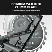 BAUMR-AG 210mm Compound Mitre Saw Dual Bevel Sliding Drop Saws 1500W V219-SAWMITBMRA20SR