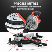 BAUMR-AG 210mm Compound Mitre Saw Dual Bevel Sliding Drop Saws 1500W V219-SAWMITBMRA20SR