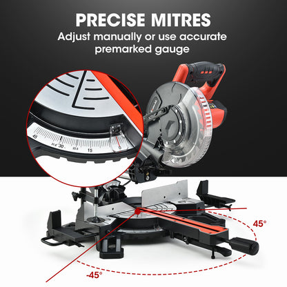 BAUMR-AG 210mm Compound Mitre Saw Dual Bevel Sliding Drop Saws 1500W V219-SAWMITBMRA20SR