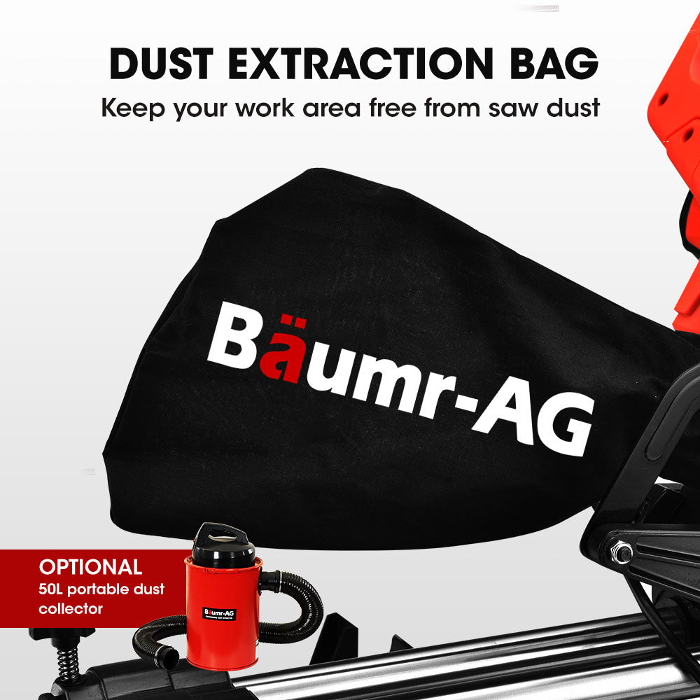 BAUMR-AG 210mm Compound Mitre Saw Dual Bevel Sliding Drop Saws 1500W V219-SAWMITBMRA20SR