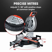 BAUMR-AG 305mm Compound Mitre Saw Dual Bevel Sliding Drop Saws 2200W V219-SAWMITBMRA30DR