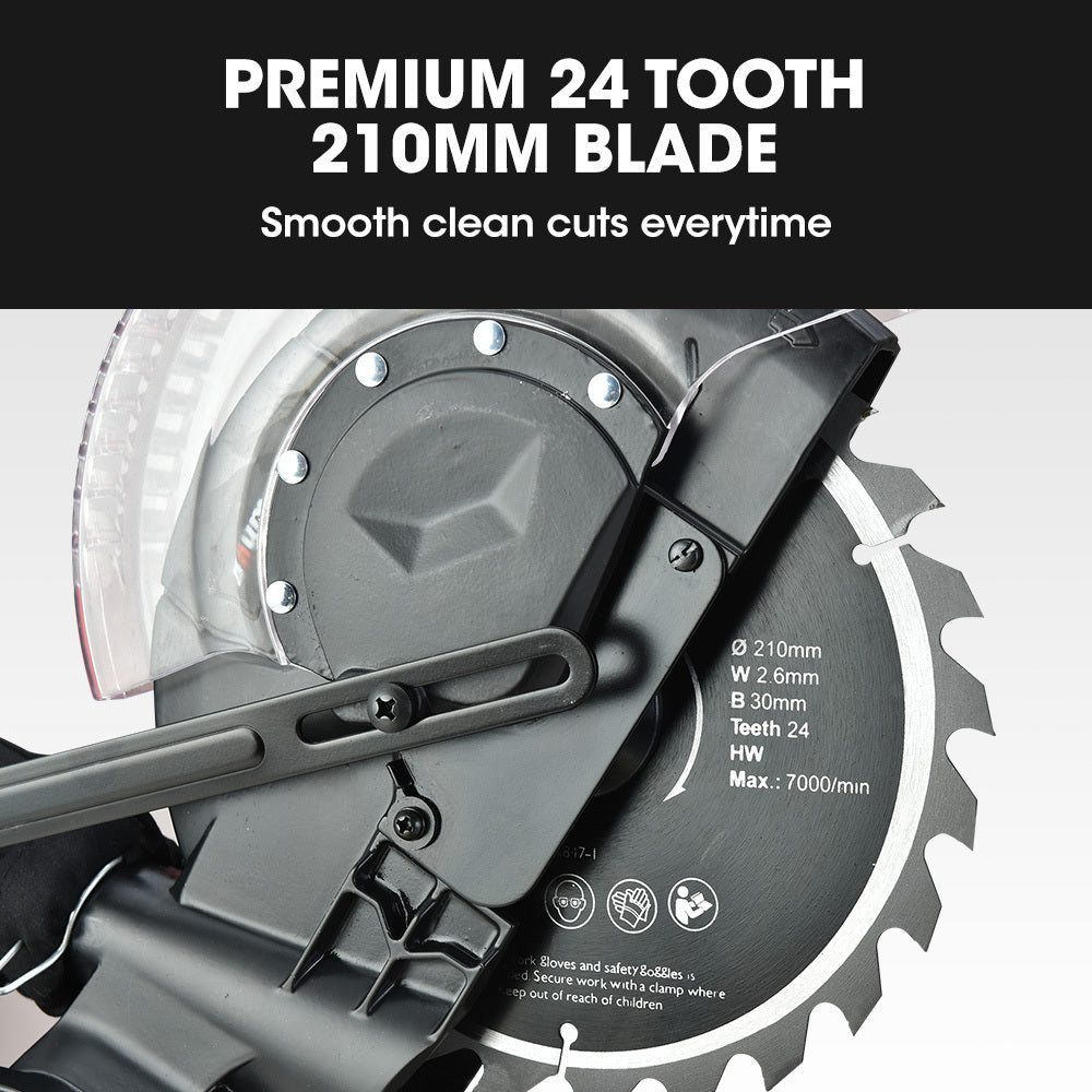 BAUMR-AG 210mm Sliding Compound Mitre Drop Saw and Adjustable Stand Combo V219-SAWMTRBM20SF17