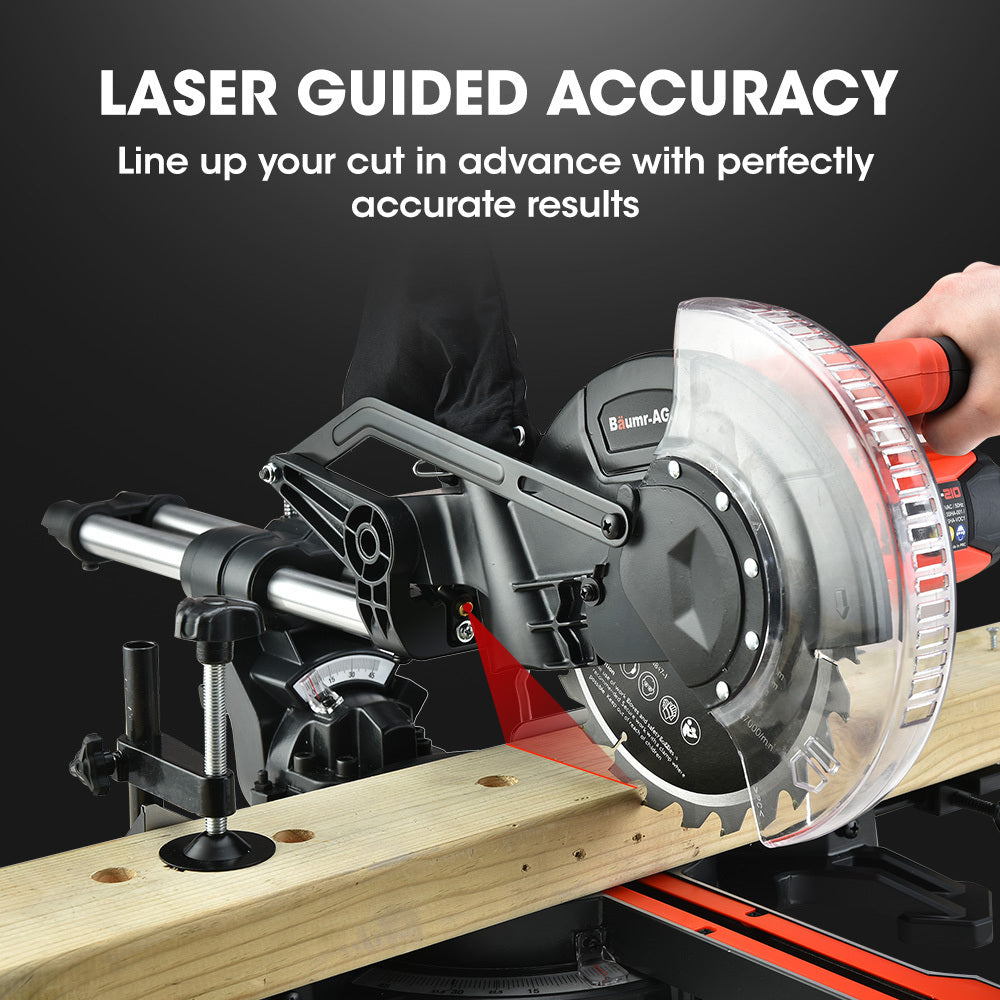 BAUMR-AG 210mm Sliding Compound Mitre Drop Saw and Adjustable Stand Combo V219-SAWMTRBM20SF17