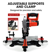 BAUMR-AG 210mm Sliding Compound Mitre Drop Saw and Adjustable Stand Combo V219-SAWMTRBM20SF17