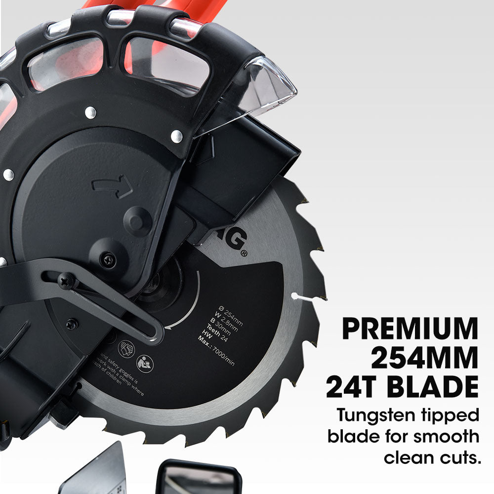 BAUMR-AG 254mm Sliding Compound dual Mitre Drop Saw and Adjustable Stand Combo V219-SAWMTRBM25DF17