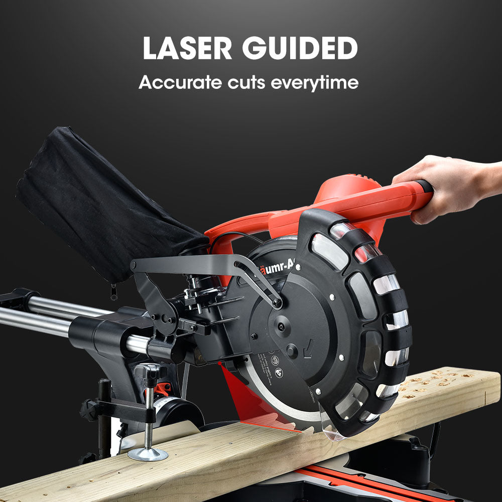 BAUMR-AG 254mm Sliding Compound dual Mitre Drop Saw and Adjustable Stand Combo V219-SAWMTRBM25DF17