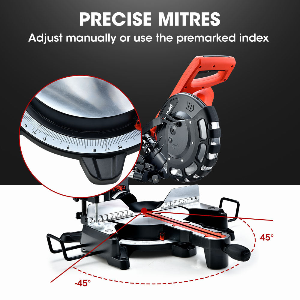 BAUMR-AG 254mm Sliding Compound dual Mitre Drop Saw and Adjustable Stand Combo V219-SAWMTRBM25DF17