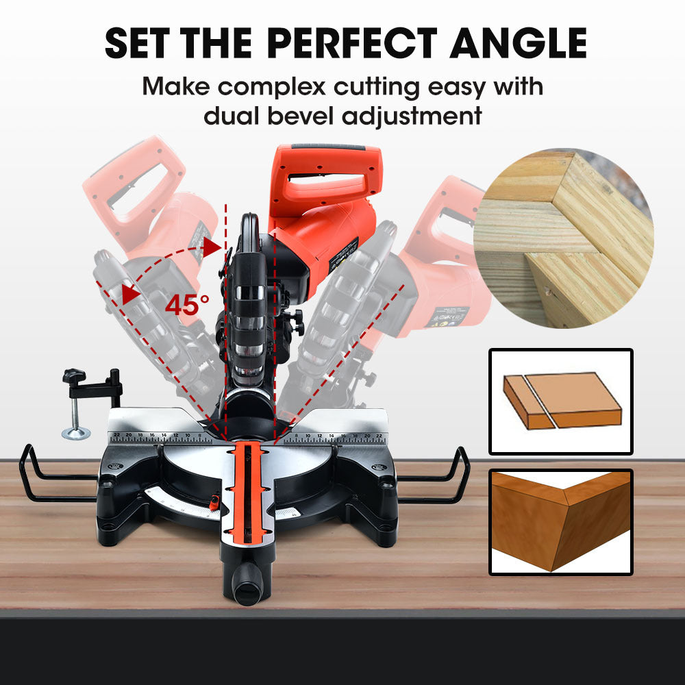 BAUMR-AG 254mm Sliding Compound dual Mitre Drop Saw and Adjustable Stand Combo V219-SAWMTRBM25DF17