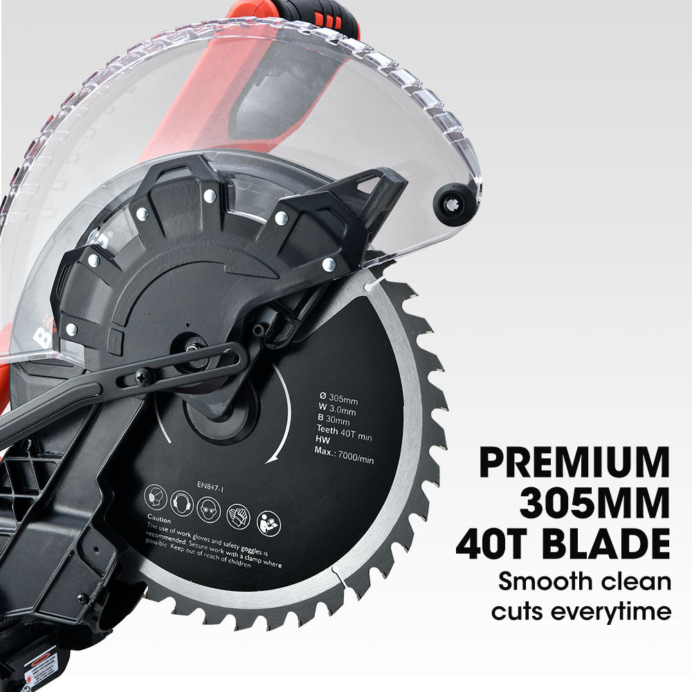 BAUMR-AG 305mm Dual Bevel Sliding Compound Mitre Drop Saw and Adjustable Stand Combo V219-SAWMTRBM30DF17