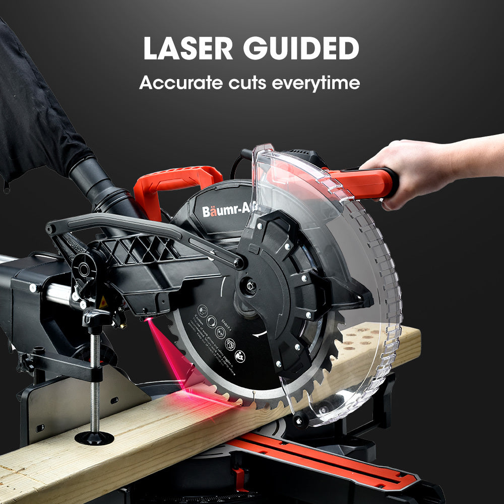 BAUMR-AG 305mm Dual Bevel Sliding Compound Mitre Drop Saw and Adjustable Stand Combo V219-SAWMTRBM30DF17
