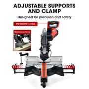 BAUMR-AG 305mm Dual Bevel Sliding Compound Mitre Drop Saw and Adjustable Stand Combo V219-SAWMTRBM30DF17