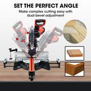 BAUMR-AG 305mm Dual Bevel Sliding Compound Mitre Drop Saw and Adjustable Stand Combo V219-SAWMTRBM30DF17