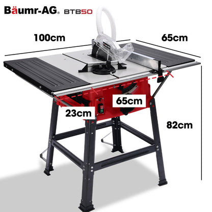 BAUMR-AG 2000W 255mm 10" Compound Table Saw, with Stand, Expandable Worktop, Vacuum Port, 45 Degree Bevel, V219-SAWTBLBMX50A
