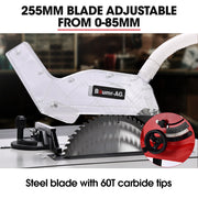 BAUMR-AG 2000W 255mm 10" Compound Table Saw, with Stand, Expandable Worktop, Vacuum Port, 45 Degree Bevel, V219-SAWTBLBMX50A