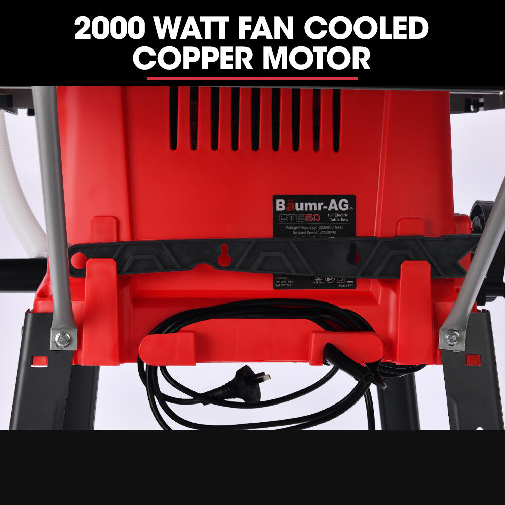 BAUMR-AG 2000W 255mm 10" Compound Table Saw, with Stand, Expandable Worktop, Vacuum Port, 45 Degree Bevel, V219-SAWTBLBMX50A