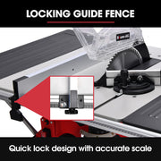 BAUMR-AG 2000W 255mm 10" Compound Table Saw, with Stand, Expandable Worktop, Vacuum Port, 45 Degree Bevel, V219-SAWTBLBMX50A