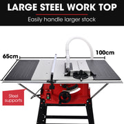 BAUMR-AG 2000W 255mm 10" Compound Table Saw, with Stand, Expandable Worktop, Vacuum Port, 45 Degree Bevel, V219-SAWTBLBMX50A