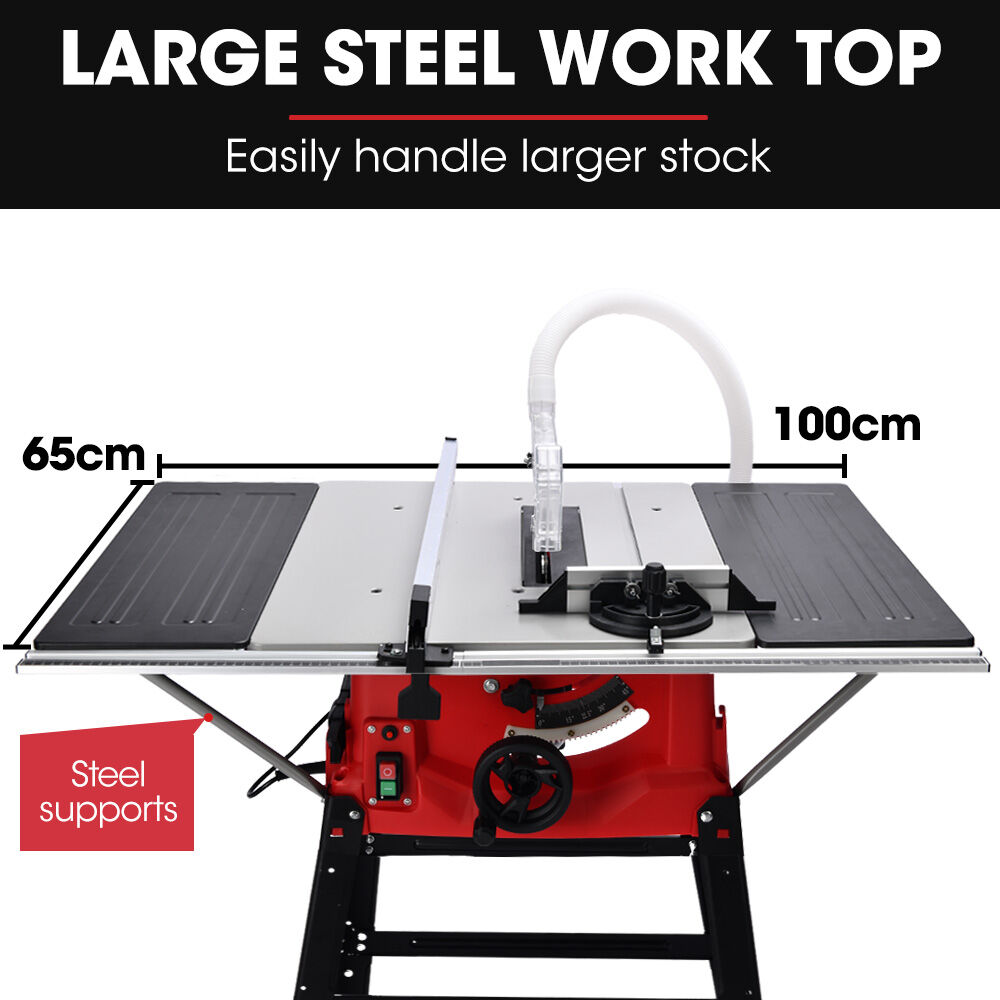 BAUMR-AG 2000W 255mm 10" Compound Table Saw, with Stand, Expandable Worktop, Vacuum Port, 45 Degree Bevel, V219-SAWTBLBMX50A