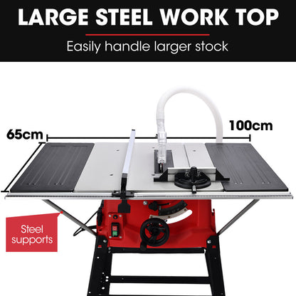 BAUMR-AG 2000W 255mm 10" Compound Table Saw, with Stand, Expandable Worktop, Vacuum Port, 45 Degree Bevel, V219-SAWTBLBMX50A