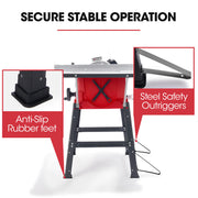BAUMR-AG 2000W 255mm 10" Compound Table Saw, with Stand, Expandable Worktop, Vacuum Port, 45 Degree Bevel, V219-SAWTBLBMX50A