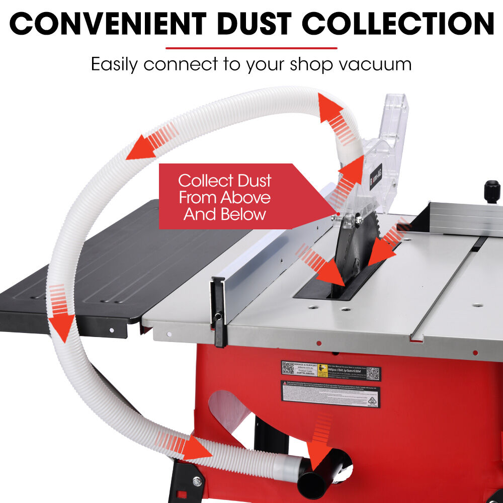 BAUMR-AG 2000W 255mm 10" Compound Table Saw, with Stand, Expandable Worktop, Vacuum Port, 45 Degree Bevel, V219-SAWTBLBMX50A