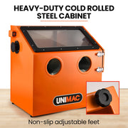 UNIMAC 110L Benchtop Sandblasting Cabinet, with Sandblast Gun Set with Hose, LED Light V219-SBLBENUMB1XA