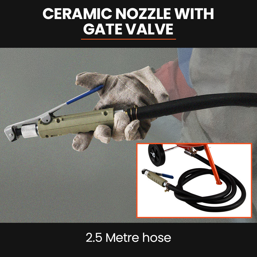 UNIMAC 38L Sandblasting Tank, Pressurised Design with Sandblast Gun Set with Hose V219-SBLTNKUMT4XA