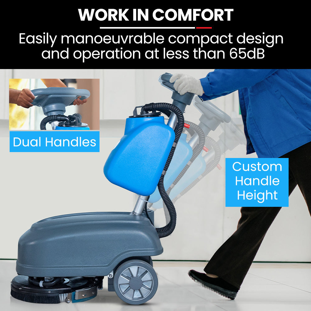AUCH FSH14 Floor Scrubber & Dryer, 360mm, Battery Powered, Walk Behind, Multi-purpose Commercial Grade Machine V219-SCBHNDACH14A