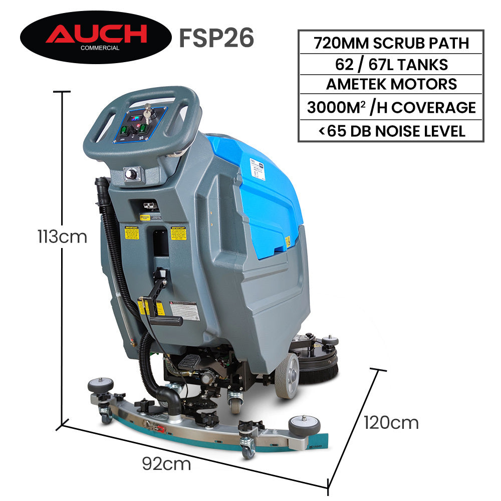 Auch FSP26 Self-Propelled Floor Scrubber & Dryer, 720mm, Battery Powered, Walk Behind, Multi-purpose V219-SCBHNDACP26A