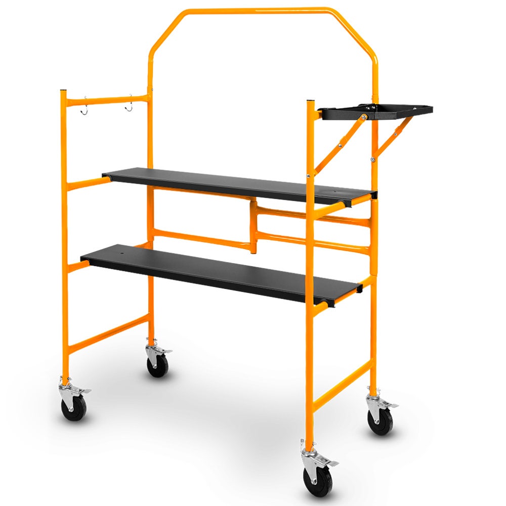 BAUMR-AG Mobile Scaffold Platform, 226kg Load, Steel Frame, Dual Height, Folding for easy Transport and V219-SCFMSCEQM10A
