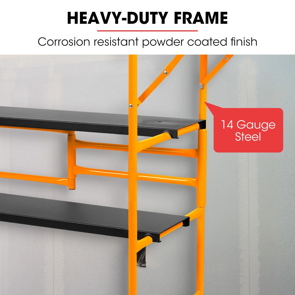 BAUMR-AG Mobile Scaffold Platform, 226kg Load, Steel Frame, Dual Height, Folding for easy Transport and V219-SCFMSCEQM10A
