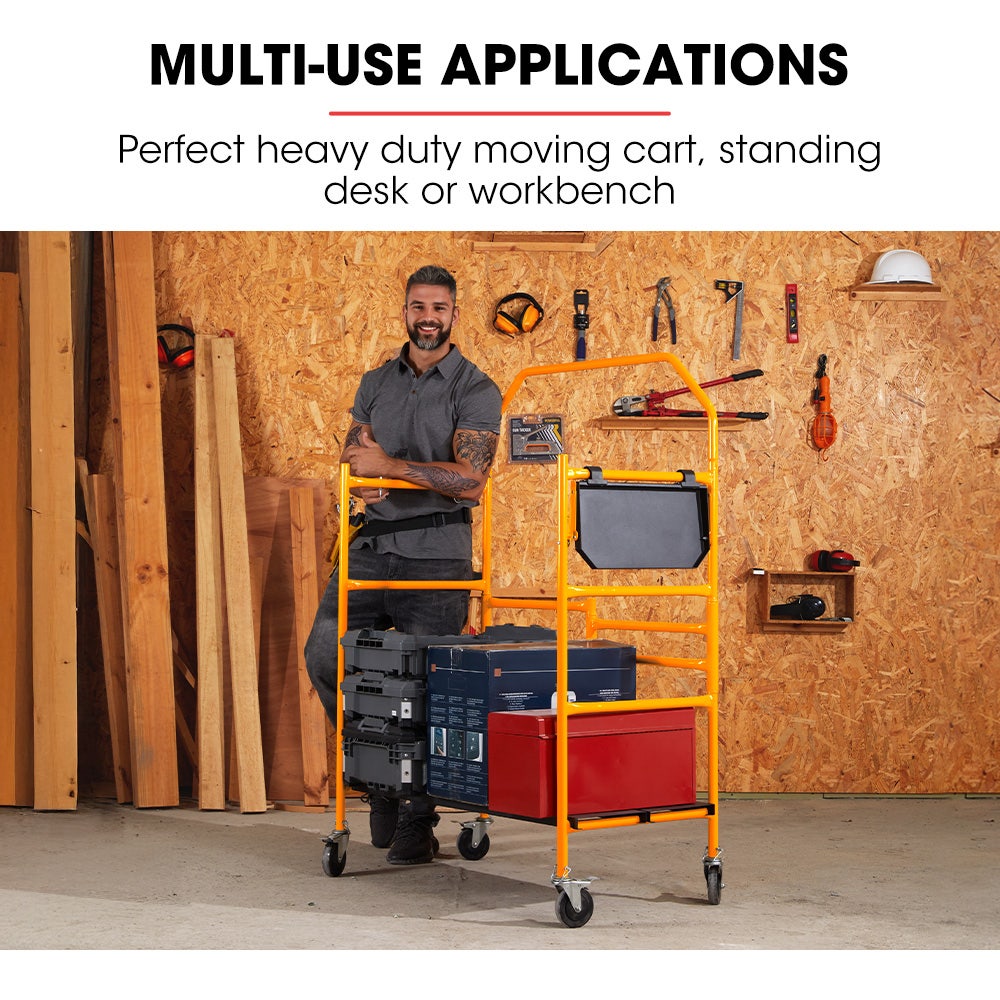BAUMR-AG Mobile Scaffold Platform, 226kg Load, Steel Frame, Dual Height, Folding for easy Transport and V219-SCFMSCEQM10A