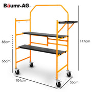 BAUMR-AG Mobile Scaffold Platform, 226kg Load, Steel Frame, Dual Height, Folding for easy Transport and V219-SCFMSCEQM10A