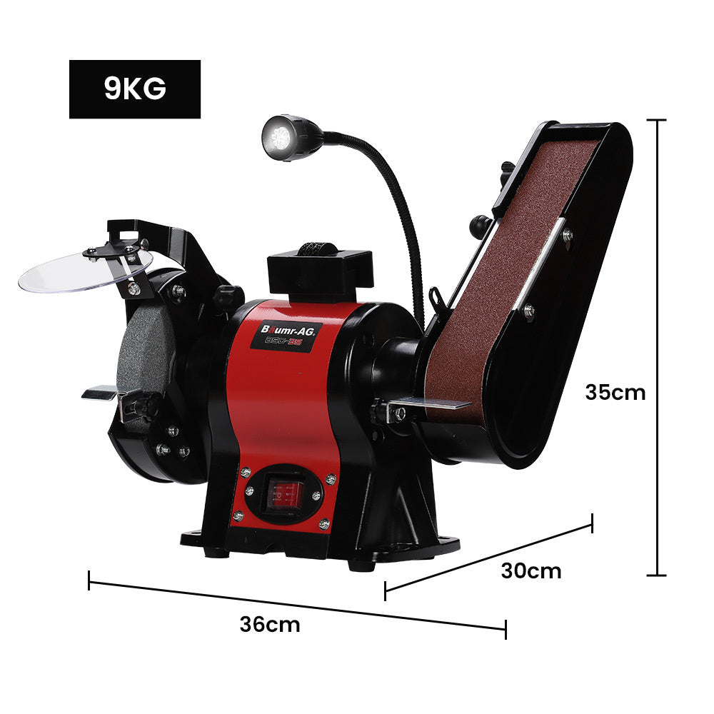 BAUMR-AG Bench Grinder and Belt Sander Combo, 150mm Grinding Disc, 50 x 686mm Linisher, Brushless Motor, V219-SNDBELBMG35A