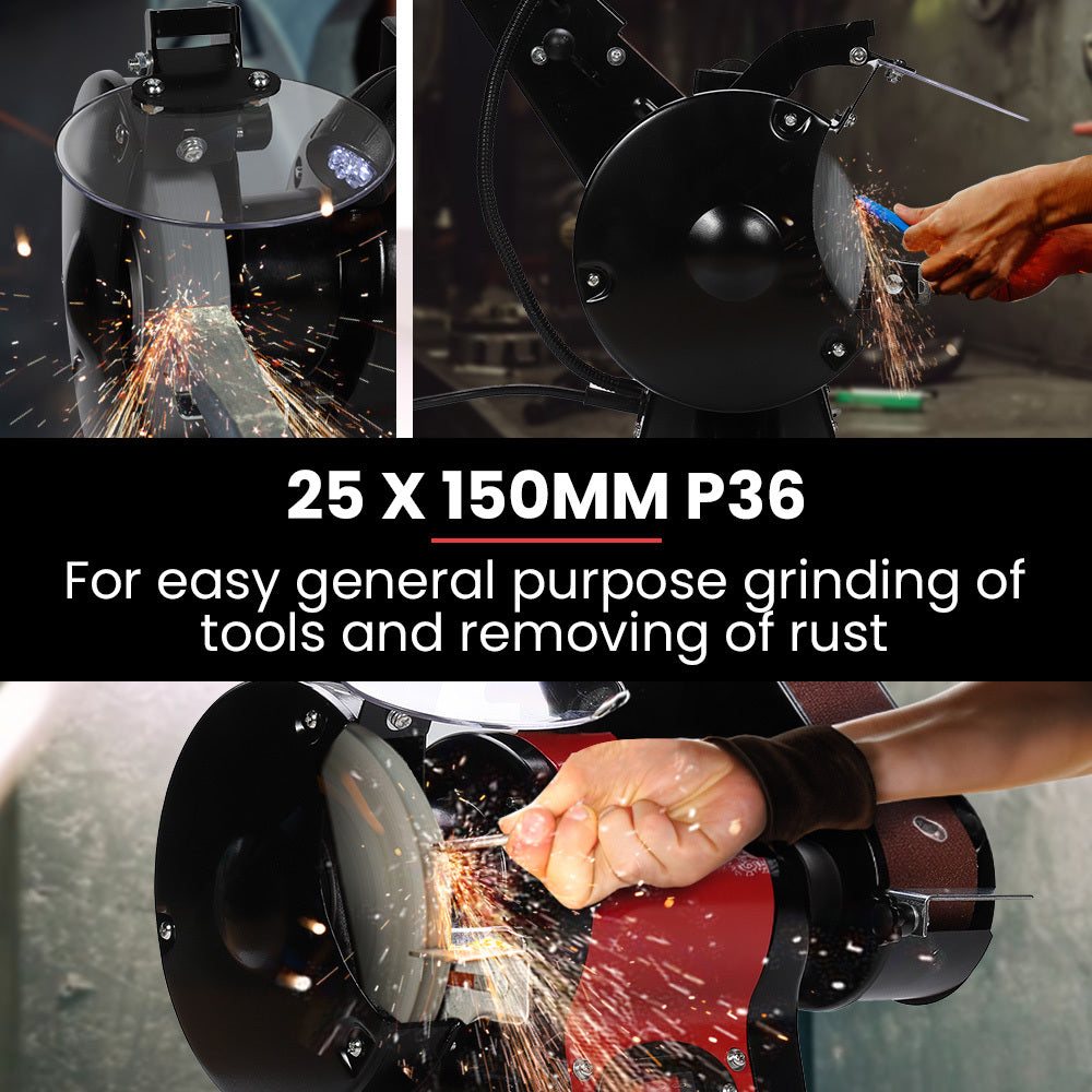 BAUMR-AG Bench Grinder and Belt Sander Combo, 150mm Grinding Disc, 50 x 686mm Linisher, Brushless Motor, V219-SNDBELBMG35A