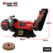 BAUMR-AG Bench Grinder Sander and Polisher Combo, 150mm Grinding Wheel, 50mm Linisher, 520W Brushless Motor, V219-SNDBELBMG65A