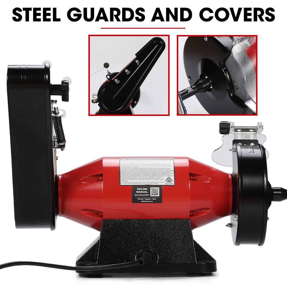 BAUMR-AG Bench Grinder Sander and Polisher Combo, 150mm Grinding Wheel, 50mm Linisher, 520W Brushless Motor, V219-SNDBELBMG65A