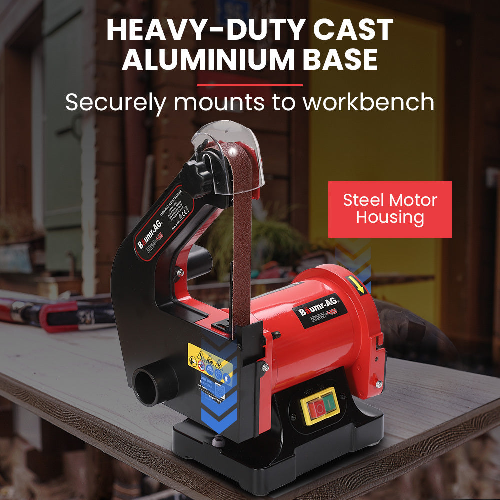 BAUMR-AG Bench Vertical Belt and Disc Sander Combo, 25mm Linisher, 125mm Sanding Disc, Brushless Motor, Dust V219-SNDBELBMS45A