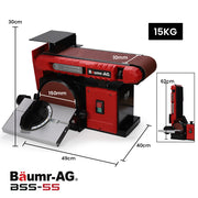 BAUMR-AG Bench Belt and Disc Sander Combo, 100mm Linisher + 150mm Disc, S1 Rated 400W Brushless Motor, V219-SNDBELBMS55A