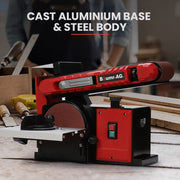 BAUMR-AG Bench Belt and Disc Sander Combo, 100mm Linisher + 150mm Disc, S1 Rated 400W Brushless Motor, V219-SNDBELBMS55A