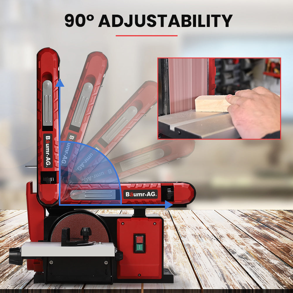 BAUMR-AG Bench Belt and Disc Sander Combo, 100mm Linisher + 150mm Disc, S1 Rated 400W Brushless Motor, V219-SNDBELBMS55A