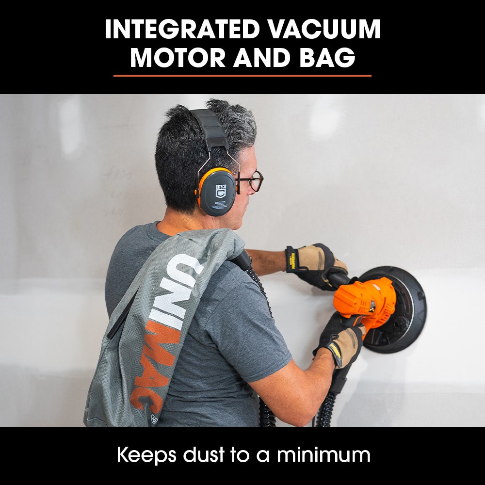 UNIMAC 180mm 850W Handheld Drywall Sander, Electric Dry Wall Sanding Machine, with Automatic Vacuum System, V219-SNDDRYUMHA6A
